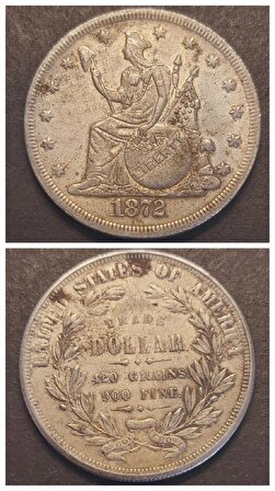 1872 Amerikan Ticaret Doları Eski Yabancı Madeni Para
