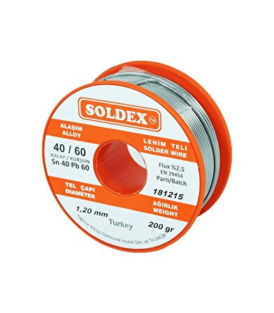 Soldex 40-60 Lehim Teli 200 Gr 1.6 mm- Sn:40 / Pb:60