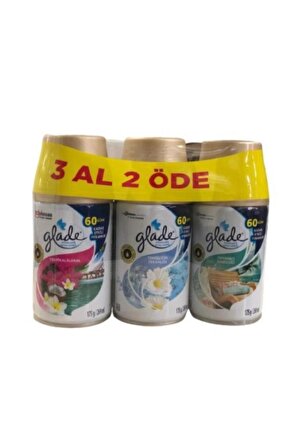 Glade Otomatik Sprey Oda Kokusu Yedek Tropikal Floral+ Temizliğin Ferahlığı+ Okyanus Sessizliği 3 X 269 Ml