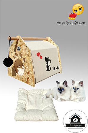 Kedigram Kedi Kulübesi Tek Katlı Çok Fonksiyonlu Kedi Evi Beyaz - Siyah 