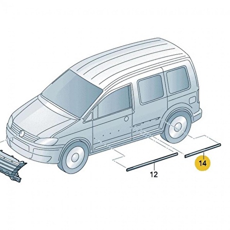 GKL Sol Arka Kapı Çıtası Siyah Plastik VW Caddy 2004-2010 2K0853535E