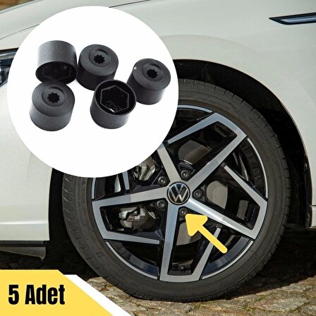 GKL Bijon Kapağı Şifresiz 5 Adet Siyah VW Passat 2020-2023 1K0601173