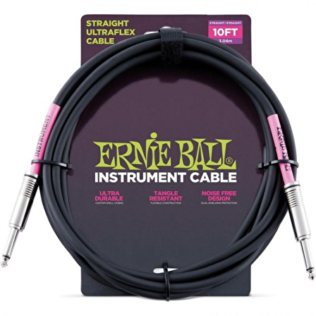 ERNIE BALL P06048 Düz/Düz Siyah 3mt Enstrüman Kablosu