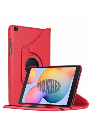 Monker Samsung Galaxy Tab S6 Lite P610 Uyumlu Kırmızı 10.4 inç Tablet Kılıfı Dönebilen Standlı Suni Deri