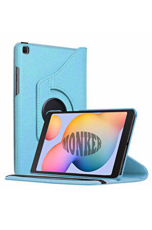 Monker Samsung Galaxy Tab S6 Lite P610 Uyumlu Mavi 10.4 inç Tablet Kılıfı Dönebilen Standlı Suni Deri