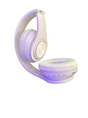 P68 Mikofonlu SD Kart Girişli FM Radyolu Bluetooth 5.0 Kulak Üstü Kulaklık BEYAZ
