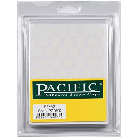Pacific Yapışkanlı Vida Tapası 14Mm Beyaz (1 Paket - 50 Adet)