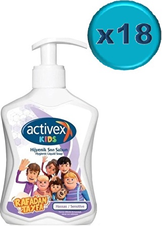 Activex Antibakteriyel Sıvı Sabun Hassas/Sensitive 300ML Pompalı (Rafadan Tayfa Serisi) (18 Li Set)