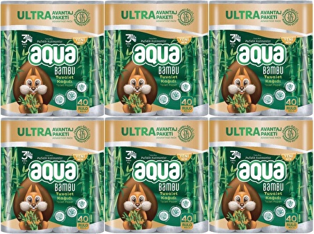 Aqua Tuvalet Kağıdı 3 Katlı 240 Lı Set Bambu Ultra Avantaj Pk (6PK*40)