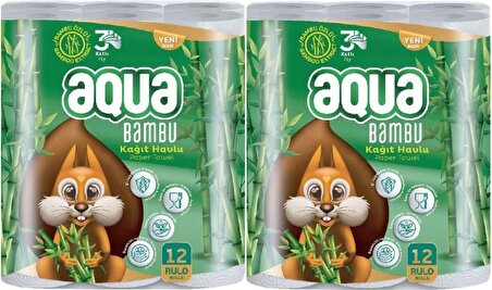 Aqua Kağıt Havlu 3 Katlı 24 Lü Set Bambu (2PK*12)