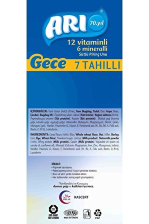 Arı Mama Pirinç Unu 200gr Gece 7 Tahıllı Sütlü (4 Lü Set)