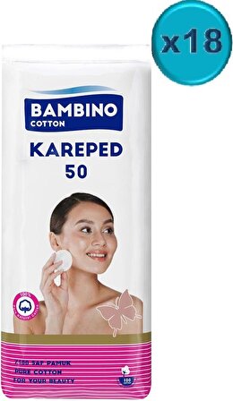 Bambino Cotton Kare Makyaj Temizleme Pamuğu 900 Adet (18PK*50)