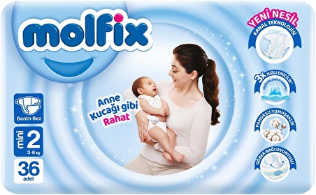 Molfix Bebek Bezi Beden:2 (3-6Kg) Mini 72 Adet Jumbo Ekonomik Pk