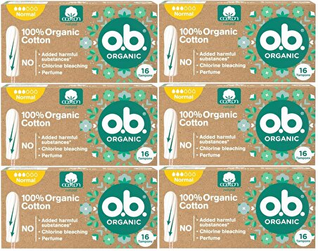 O.B Organic Normal Tampon 96 Lı Set (6PK*16)