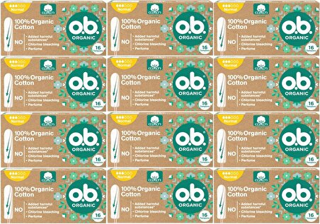 O.B Organic Normal Tampon 192 Li Set (12PK*16)