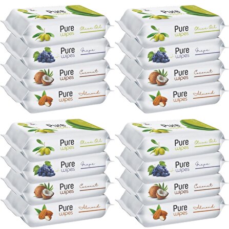 Pure Baby Wipes Islak Havlu Mendil 50 Yaprak 16 Lı Set (800 Yaprak) (Meyveli)
