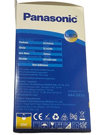 Panasonic 8.5W (60W) 2700K (Sarı Işık) E27 Duylu Led Ampul