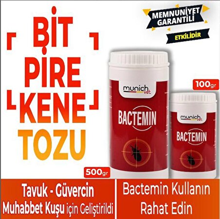 KANATLI HAYVANLAR VE KÜMES HAYVANLARI İÇİN BACTEMİN BİT , PİRE VE KENE TOZU 500 Gr