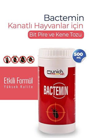 KANATLI HAYVANLAR VE KÜMES HAYVANLARI İÇİN BACTEMİN BİT , PİRE VE KENE TOZU 500 Gr