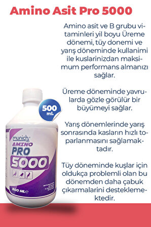 KANATLI HAYVANLAR İÇİN AMİNO ASİT PRO 5000 500 ML