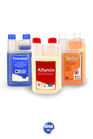 KANATLI HAYVANLAR İÇİN ÜÇLÜ SET Farmatom 1000 ml + Neftor 1000 ml + Alfamin 1000 ml