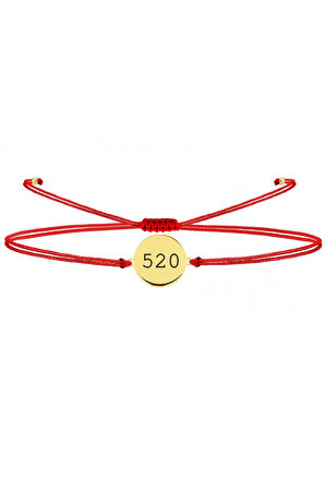 925 Ayar Gümüş Tasarım Mini Gold Kaplama Kırmızı Ip (520 PARA) Bileklik Şanslı Sayılar