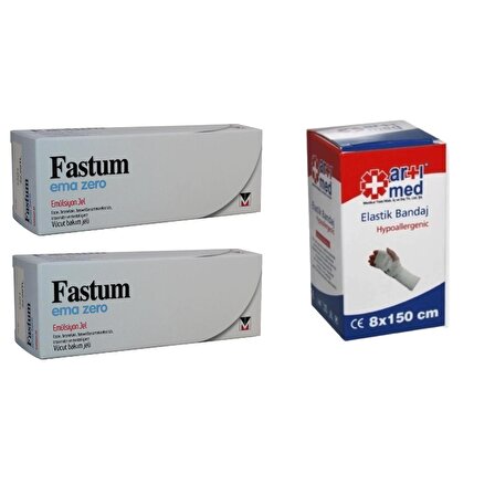 Fastum Ema Zero Emülsiyon Jel 50 ml 2 Adet + Artımed Elastik Bandaj 8x150 cm