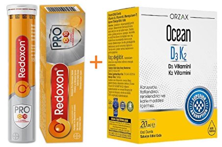 Redoxon Pro 15 Efervesan Tablet+Ocean D3K2 Damla 20 ml