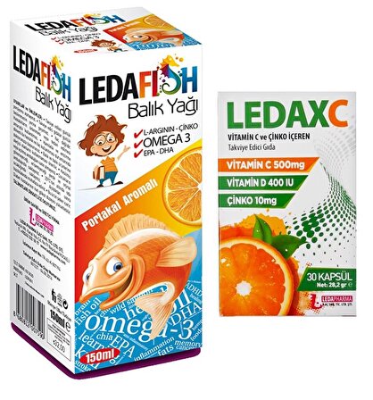 Ledafish Balık Yağı 150 ml + Ledaxc Vitamin C Vitamin D ve Çinko İçeren 30 Kapsül