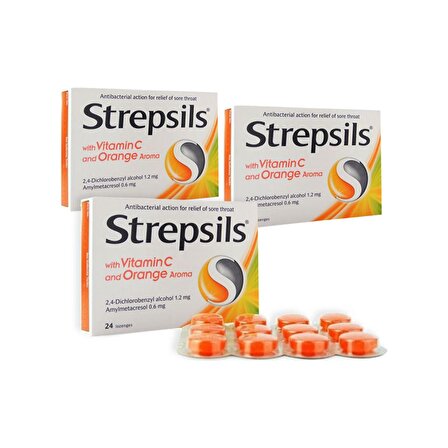 Strepsils Portakal & C Vitamini Aromalı 24 Pastil 3 ADET
