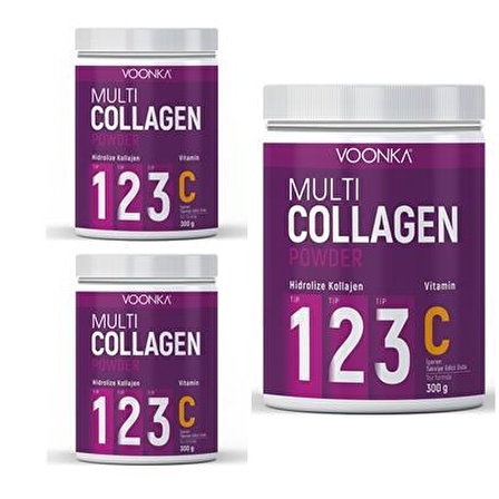 Voonka Multi Collagen Powder 300 gr 3 Adet