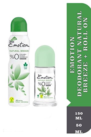 Emotion Deodorant Natural Breeze 150 ml + Emotion Roll On Natural Breeze Kadın Deodorant 50 ml 