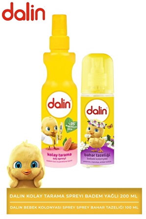 Dalin Kolay Tarama Spreyi Badem Yağlı 200 ml + Dalin Bebek Kolonyası Sprey Sprey Bahar Tazeliği 100 ml