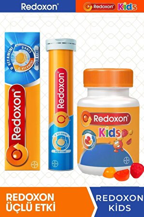 Redoxon 3'lü Etkili 15 Efervesan Tablet + Redoxon Kids 60 Tablet