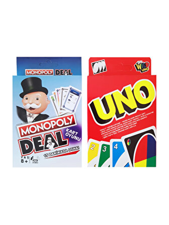 Uno Klasik ve Monopoly Deal Kart Oyun Seti