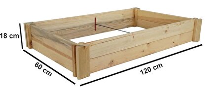 Bahçesan Panel Sistem Yüksek Sebze Yatağı/Ahşap Sebze Tarhı/Çıralı Çam 60x120x18