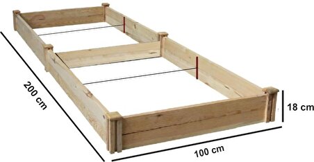 Bahçesan Panel Sistem Yüksek Sebze Yatağı/Ahşap Sebze Tarhı/Çıralı Çam 100x200x18