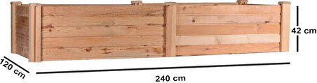 Bahçesan Panel Sistem Yüksek Sebze Yatağı/Ahşap Sebze Tarhı/Çıralı Çam 120x240x42