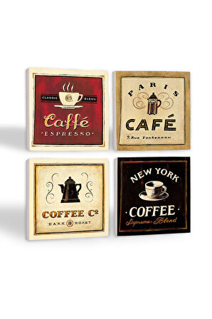 Kahve Taş Bardak Altlığı Masaüstü Koruyucu Altlık 4 Parça Set 10x10cm Stone Coasters