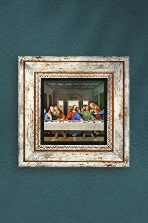 Leonardo da Vinci Son Akşam Yemeği Taş Duvar Tablosu Çerçeveli Duvar Dekoru Wall Art