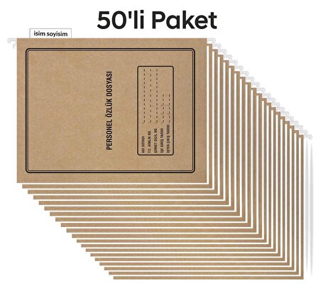 Metal Askılı Personel Özlük Dosyası 4 Yapraklı 50 li Paket