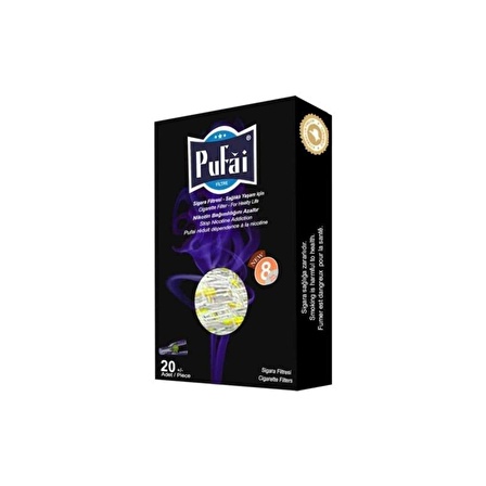 Pufai Sigara Ağızlığı Tar Süzen Filtre 8Mm Normal Boy 60 Adet 3 Kutu Dark