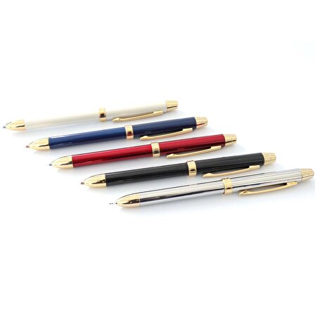 Üçü Bir Arada Mavi Kırmızı Tükenmez Uçlu Kalem Steel Pen Kalem 