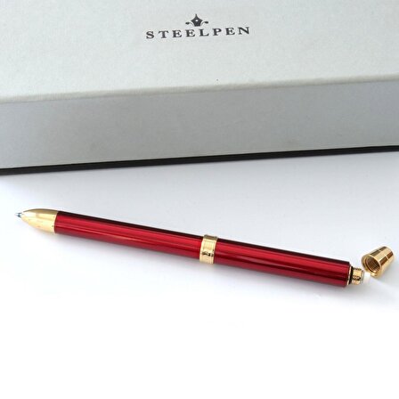 Üçü Bir Arada Mavi Kırmızı Tükenmez Uçlu Kalem Steel Pen Kalem 