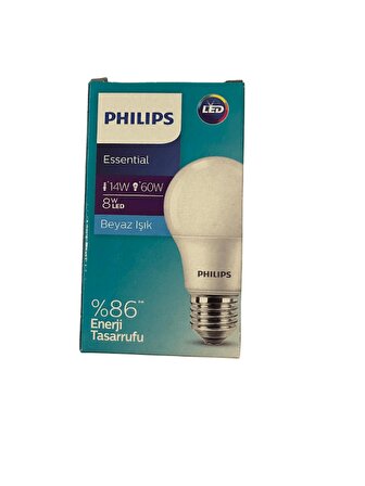 Philips Essential LED Ampul 8W - 60W E27 Beyaz Işık (5 Adet)