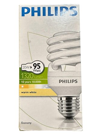 Philips Economy 20W (95W) 827 2700K (Sarı Işık) E27 Duylu Floresan Ampul