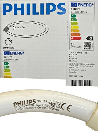 Philips Master TL5 Circular 22W 830 3000K (Sarı Işık) 2GX13 Duylu Simit Floresan