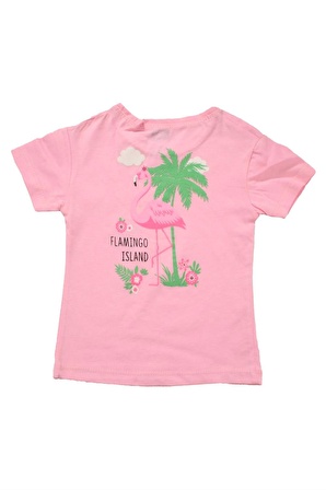 Flamingo Baskılı Kız Bebek Tshirt Pembe