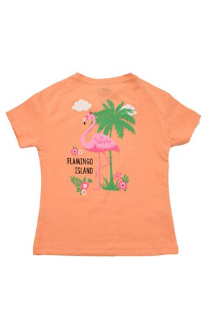 Flamingo Baskılı Kız Bebek Tshirt Turuncu
