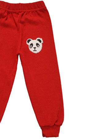 Panda Nakışlı Unisex Bebek Alt Kırmızı